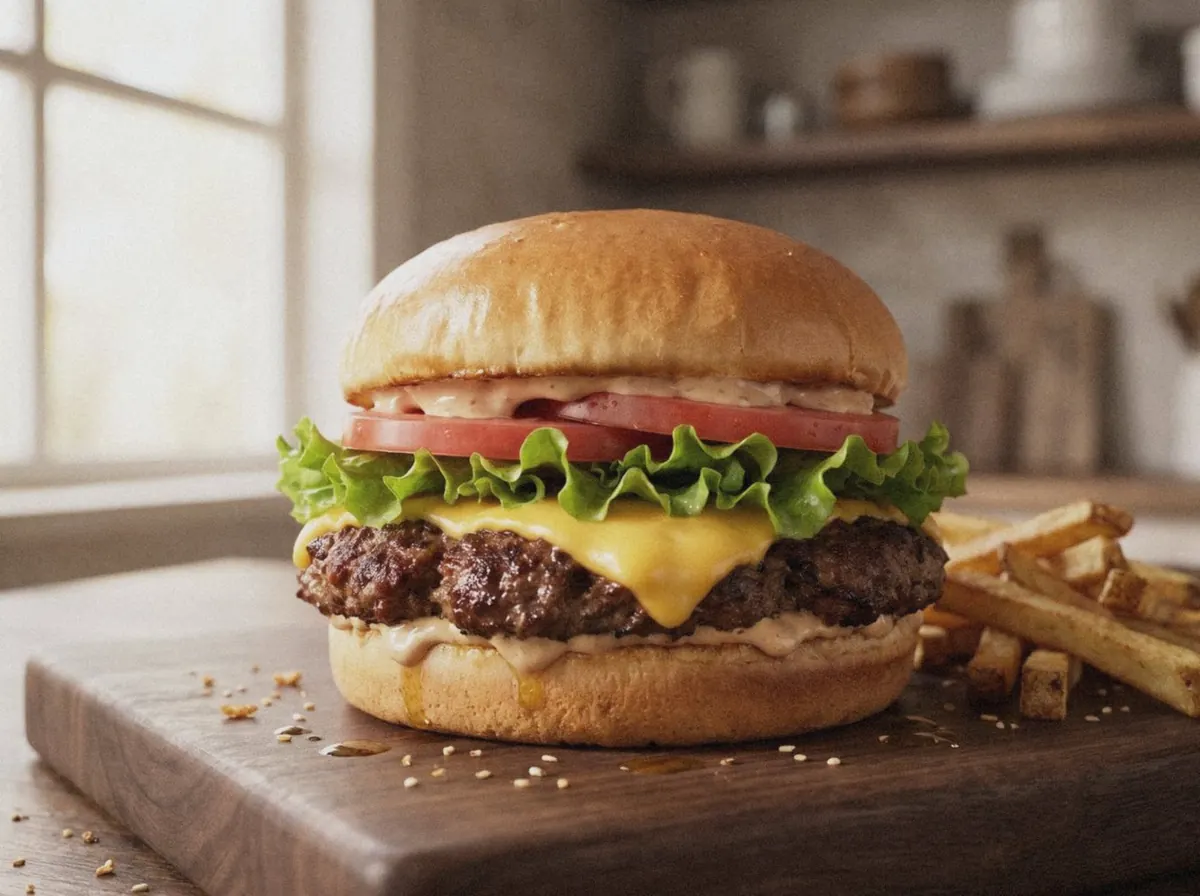 AI illustration of this burger, made from its recipe description